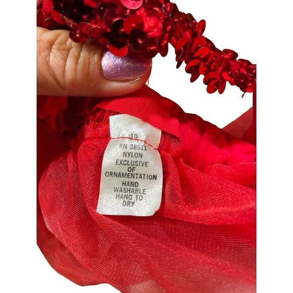 She Devil Sheer Cape with Sequined choker neck and hood with Gold Horns& Red pai - Picture 8 of 14